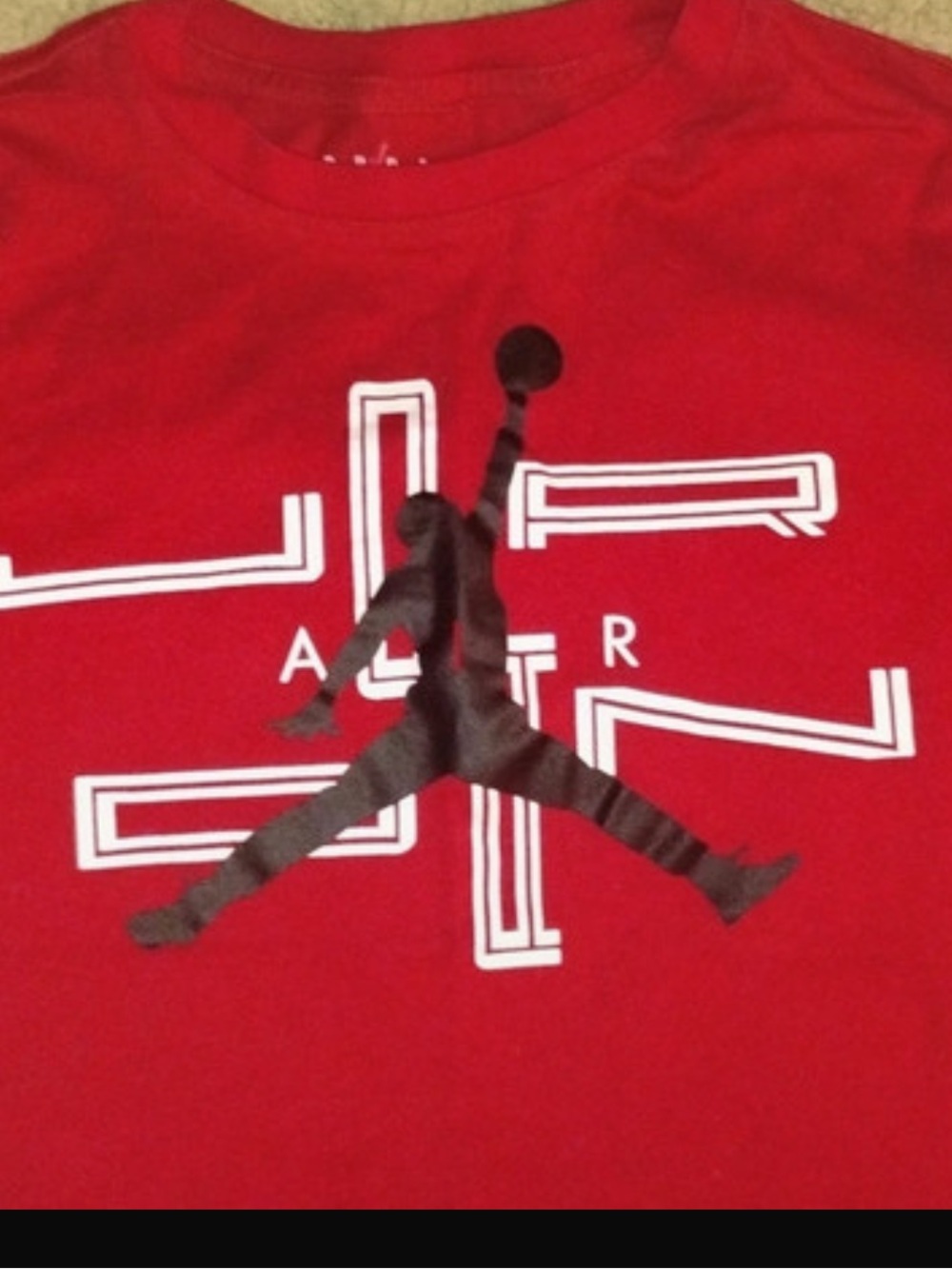 Jordan Red Short-Sleeve Tee with Black Jumpman Graphic